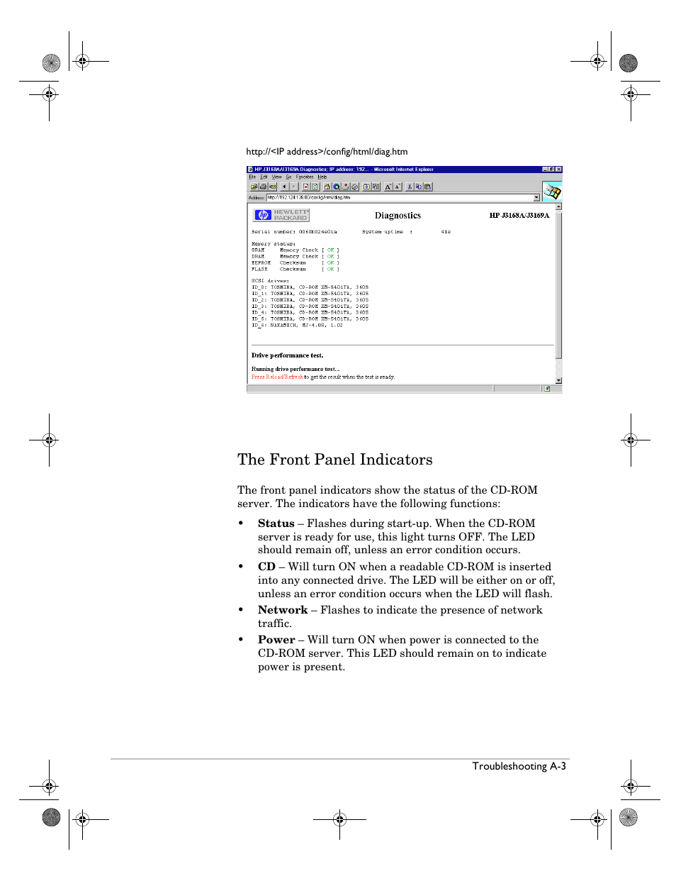 The front panel indicators | HP Surestore NAS User Manual | Page 79 / 110