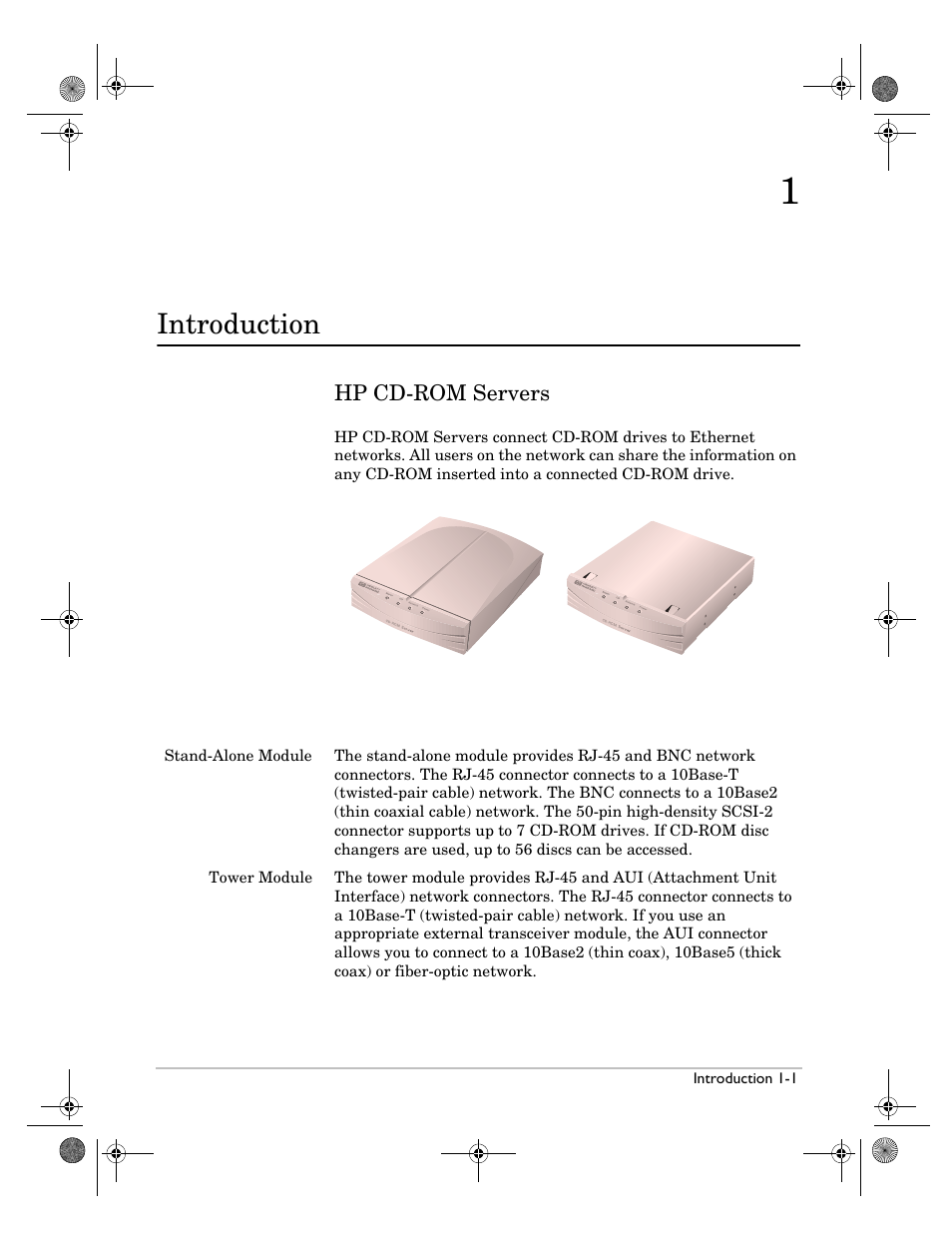 Introduction, Hp cd-rom servers, Hp cd-rom servers -1 | HP Surestore NAS User Manual | Page 9 / 110