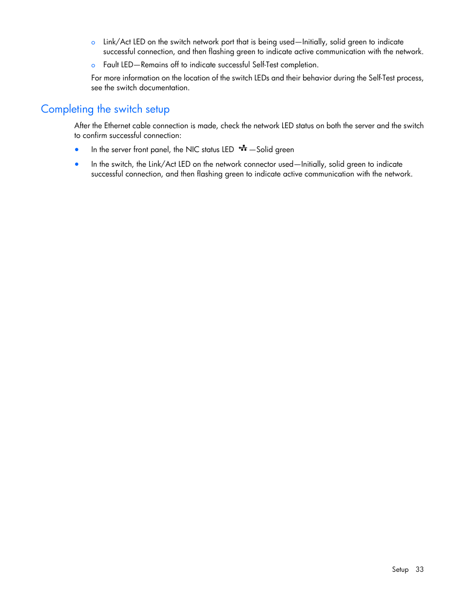 Completing the switch setup | HP ProLiant DL320e Gen8 v2-Server User Manual | Page 33 / 100