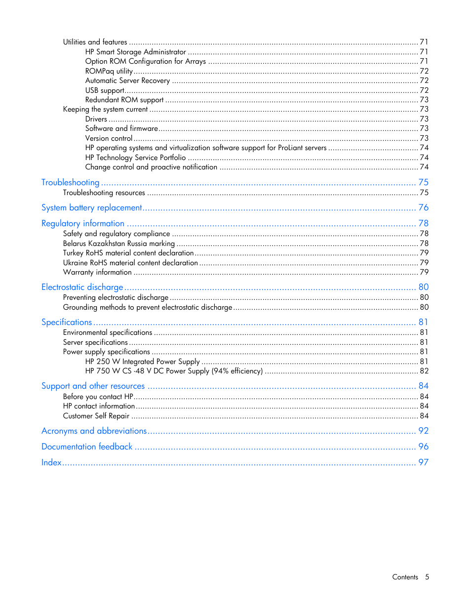 HP ProLiant DL320e Gen8 v2-Server User Manual | Page 5 / 100