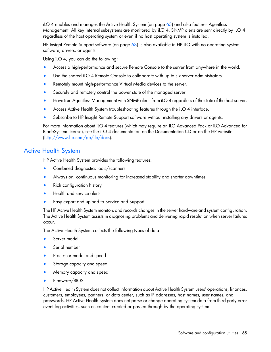 Active health system | HP ProLiant DL320e Gen8 v2-Server User Manual | Page 65 / 100