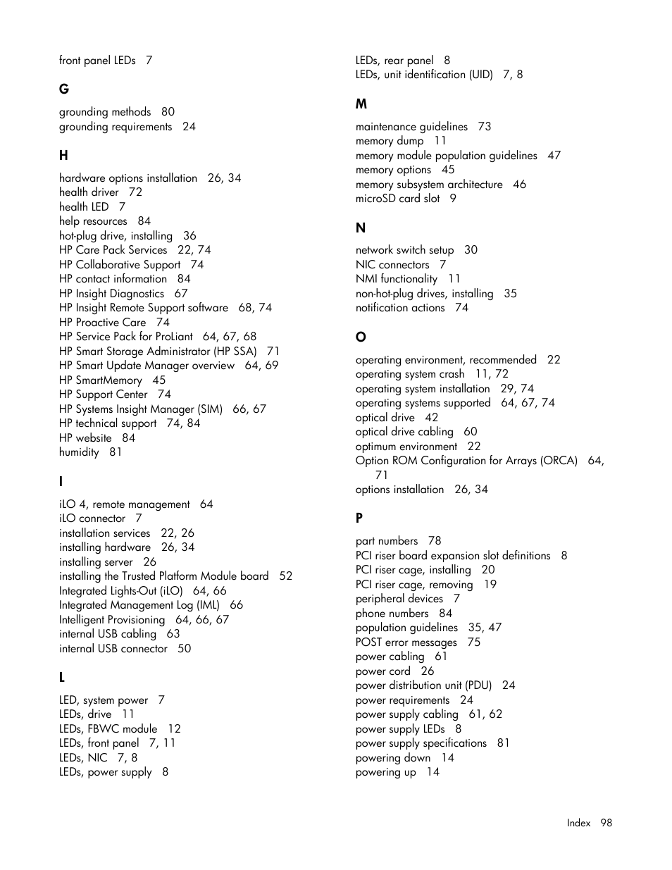 HP ProLiant DL320e Gen8 v2-Server User Manual | Page 98 / 100