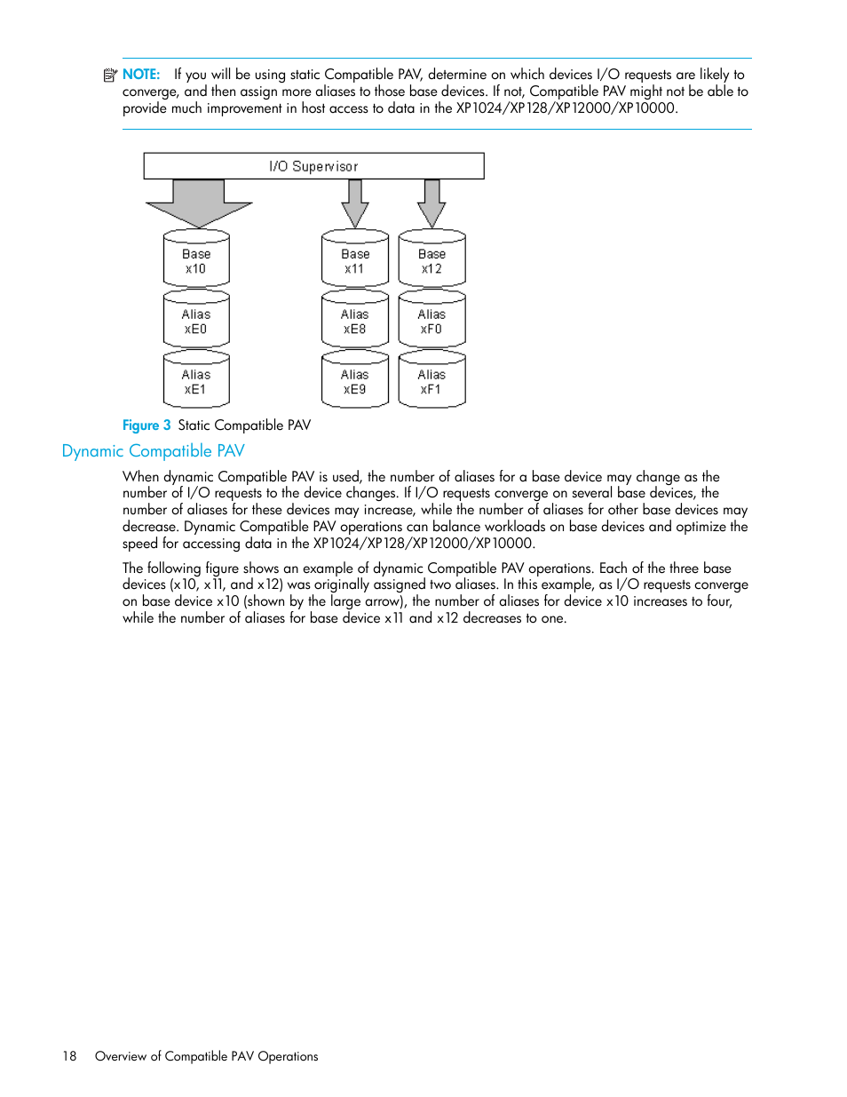 Figure 3 static compatible pav, Dynamic compatible pav, 3 static compatible pav | HP StorageWorks XP Remote Web Console Software User Manual | Page 18 / 64