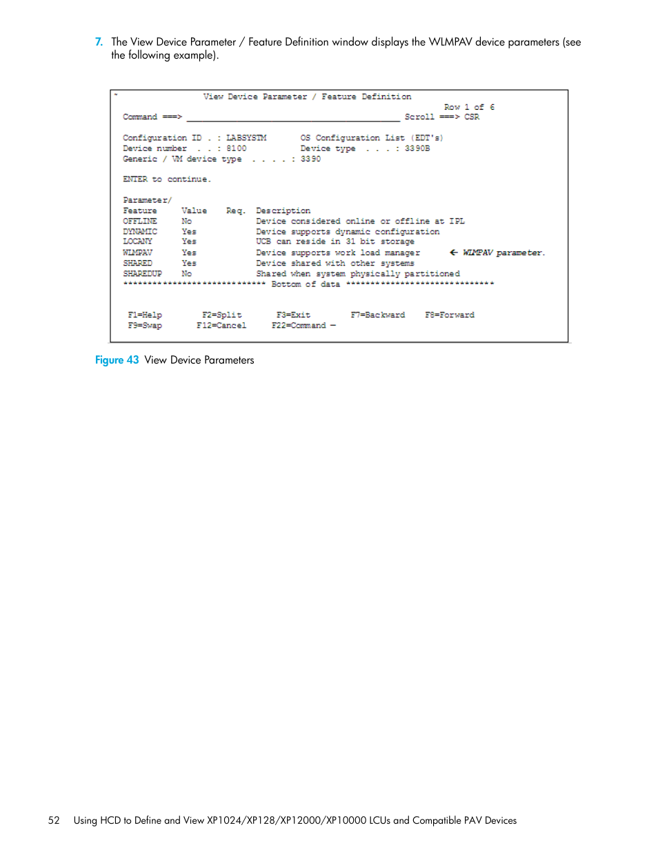 Figure 43 view device parameters, 43 view device parameters | HP StorageWorks XP Remote Web Console Software User Manual | Page 52 / 64