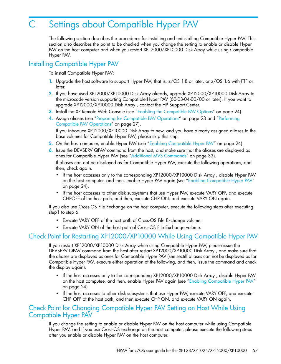 Settings about compatible hyper pav, Installing compatible hyper pav, C settings about compatible hyper pav | Csettings about compatible hyper pav | HP StorageWorks XP Remote Web Console Software User Manual | Page 57 / 64