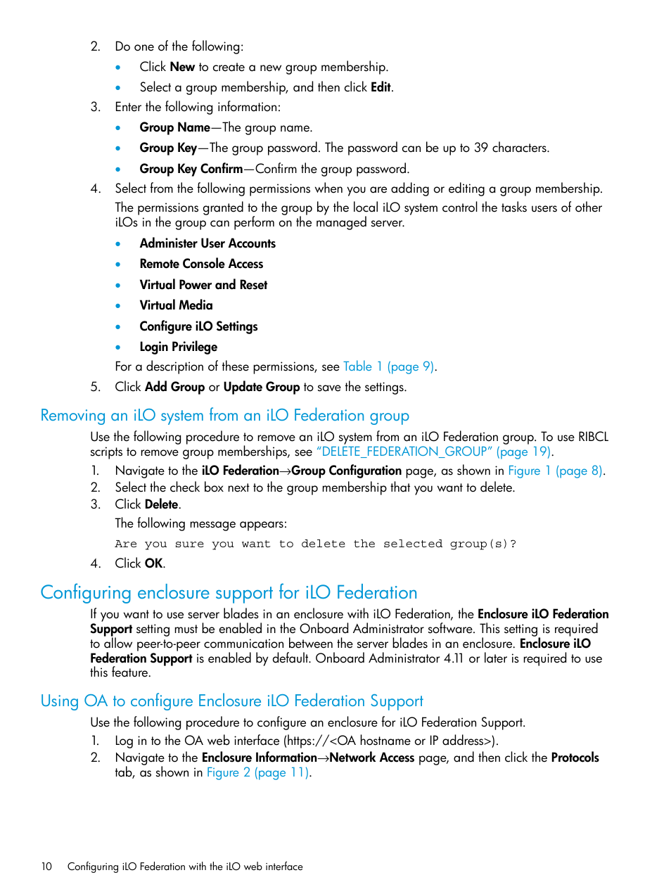 Configuring enclosure support for ilo federation, Configuring enclosure support for | HP Integrated Lights-Out 4 User Manual | Page 10 / 45