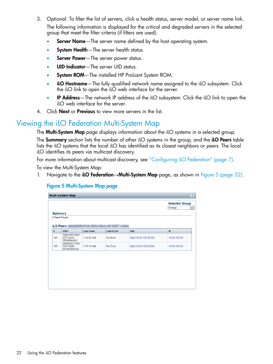 Viewing the ilo federation multi-system map | HP Integrated Lights-Out 4 User Manual | Page 22 / 45