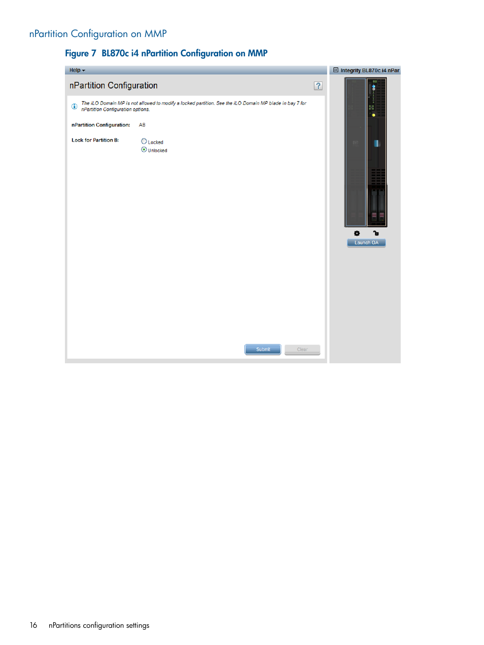 Npartition configuration on mmp | HP Integrity BL870c Server-Blade User Manual | Page 16 / 53