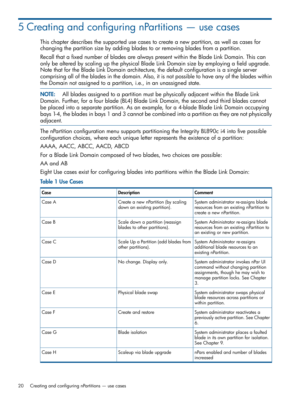 5 creating and configuring npartitions — use cases | HP Integrity BL870c Server-Blade User Manual | Page 20 / 53