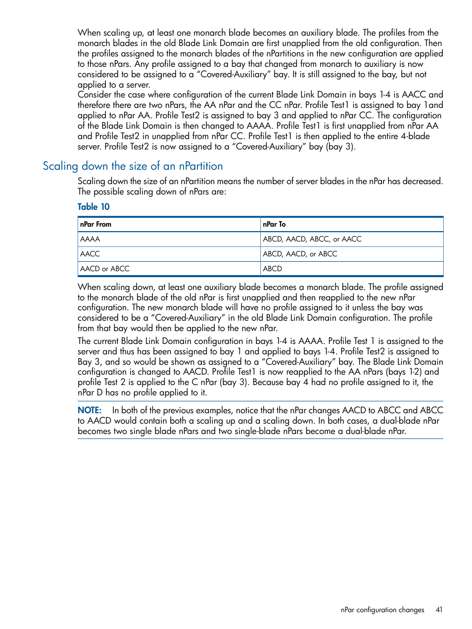 Scaling down the size of an npartition | HP Integrity BL870c Server-Blade User Manual | Page 41 / 53