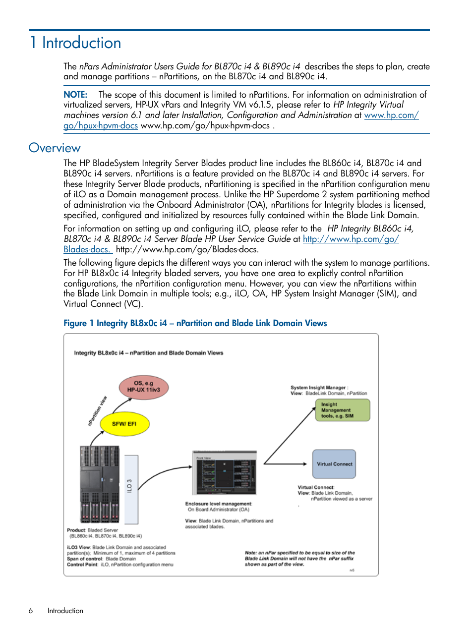 1 introduction, Overview | HP Integrity BL870c Server-Blade User Manual | Page 6 / 53