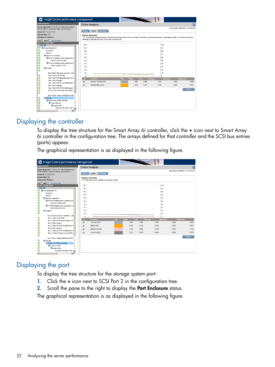 Displaying the controller, Displaying the port, Displaying the controller displaying the port | HP Insight Control User Manual | Page 22 / 73