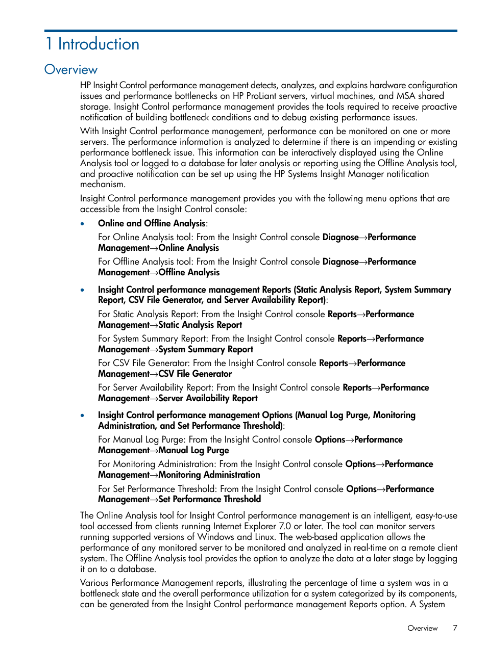 1 introduction, Overview | HP Insight Control User Manual | Page 7 / 73