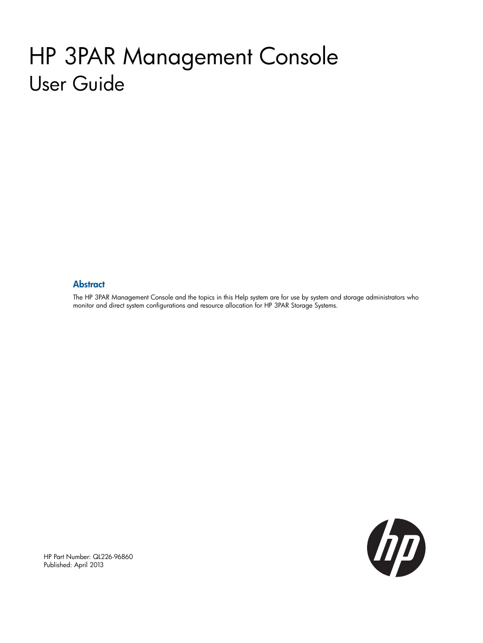 HP 3PAR Operating System Software User Manual | 426 pages