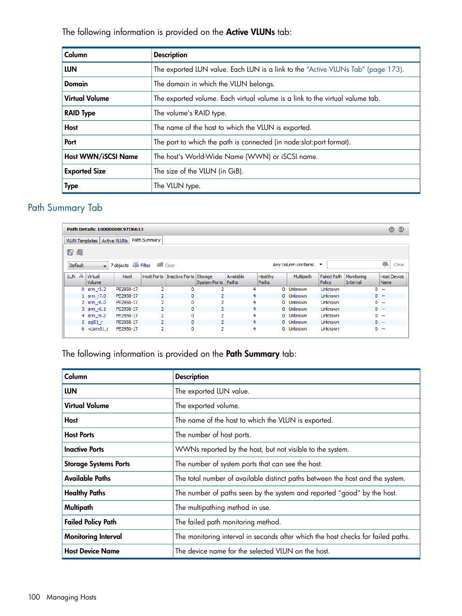 Path summary tab | HP 3PAR Operating System Software User Manual | Page 100 / 426