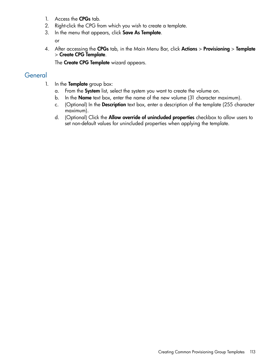 General | HP 3PAR Operating System Software User Manual | Page 113 / 426