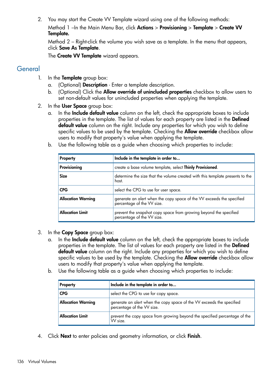 General | HP 3PAR Operating System Software User Manual | Page 136 / 426