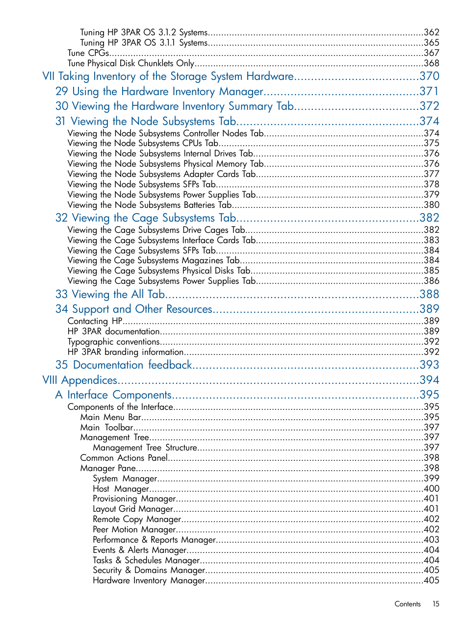 32 viewing the cage subsystems tab | HP 3PAR Operating System Software User Manual | Page 15 / 426