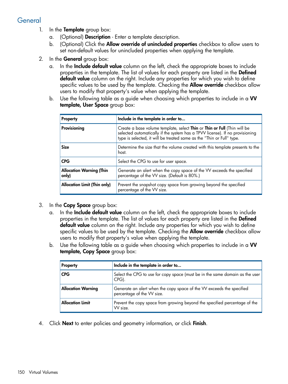 General | HP 3PAR Operating System Software User Manual | Page 150 / 426