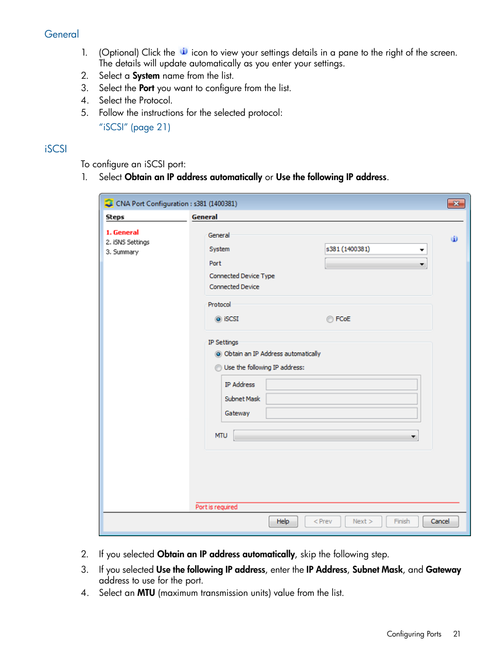 General, Iscsi, General iscsi | HP 3PAR Operating System Software User Manual | Page 21 / 426