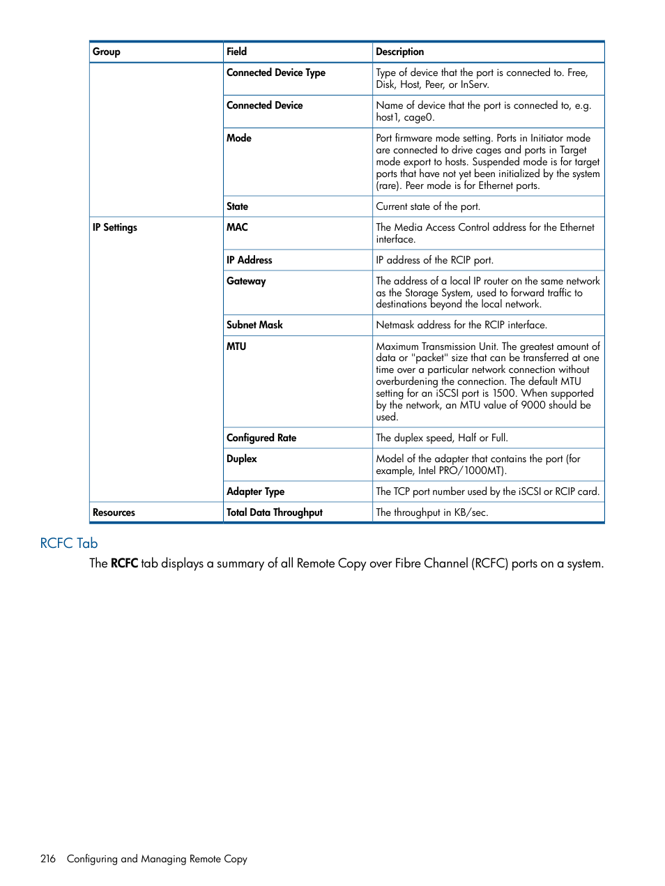 Rcfc tab | HP 3PAR Operating System Software User Manual | Page 216 / 426