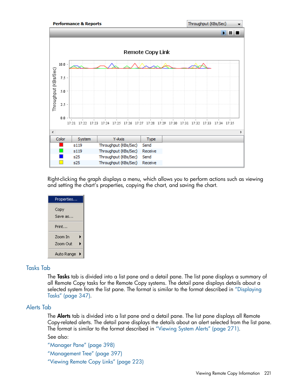 Tasks tab, Alerts tab, Tasks tab alerts tab | HP 3PAR Operating System Software User Manual | Page 221 / 426