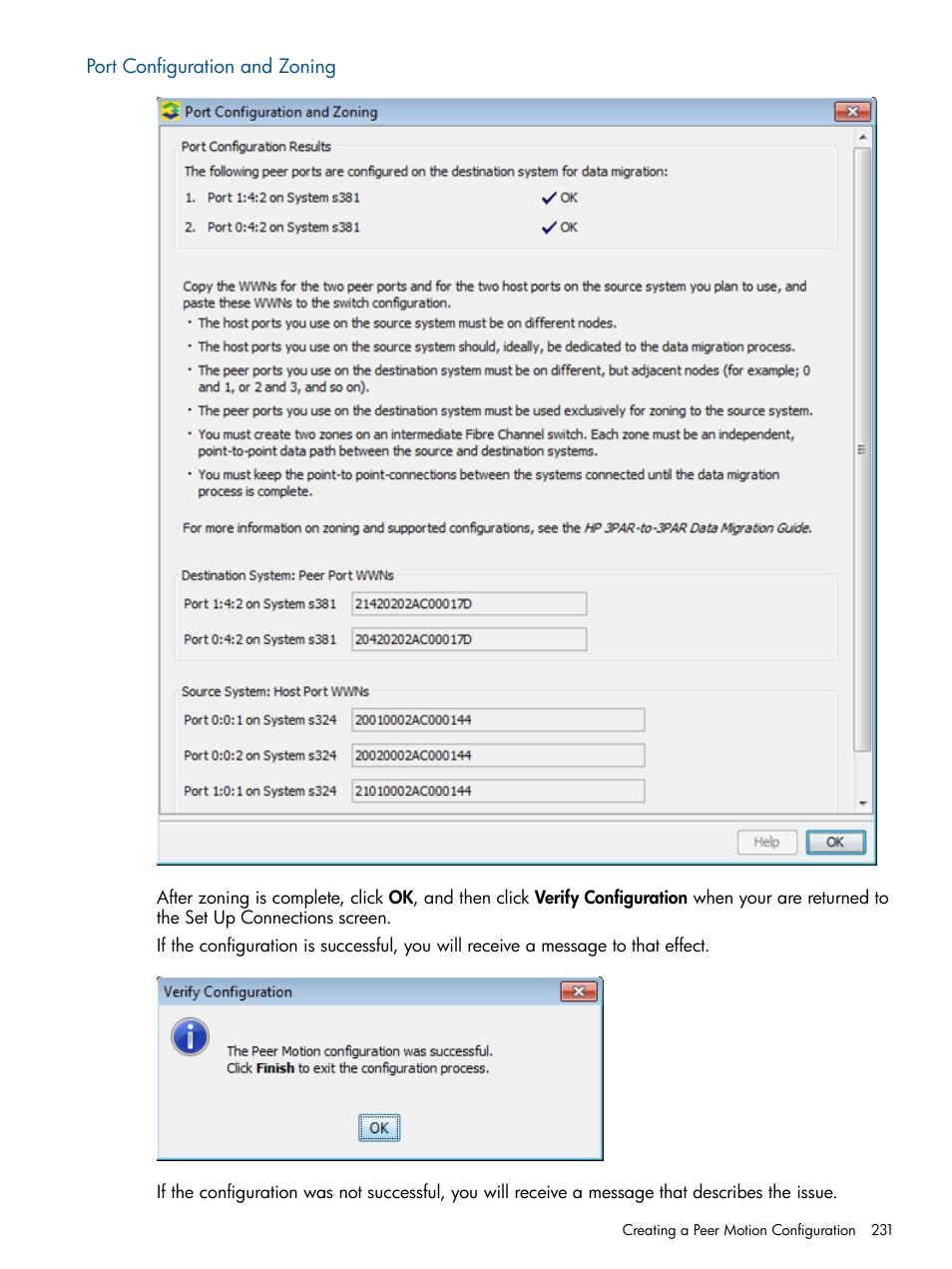 Port configuration and zoning | HP 3PAR Operating System Software User Manual | Page 231 / 426