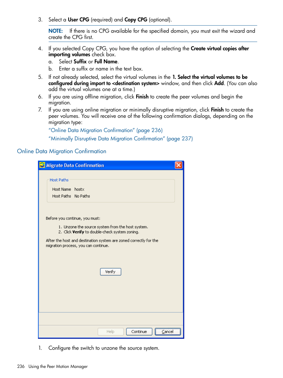 Online data migration confirmation | HP 3PAR Operating System Software User Manual | Page 236 / 426