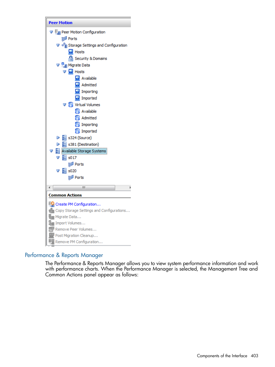 Performance & reports manager | HP 3PAR Operating System Software User Manual | Page 403 / 426