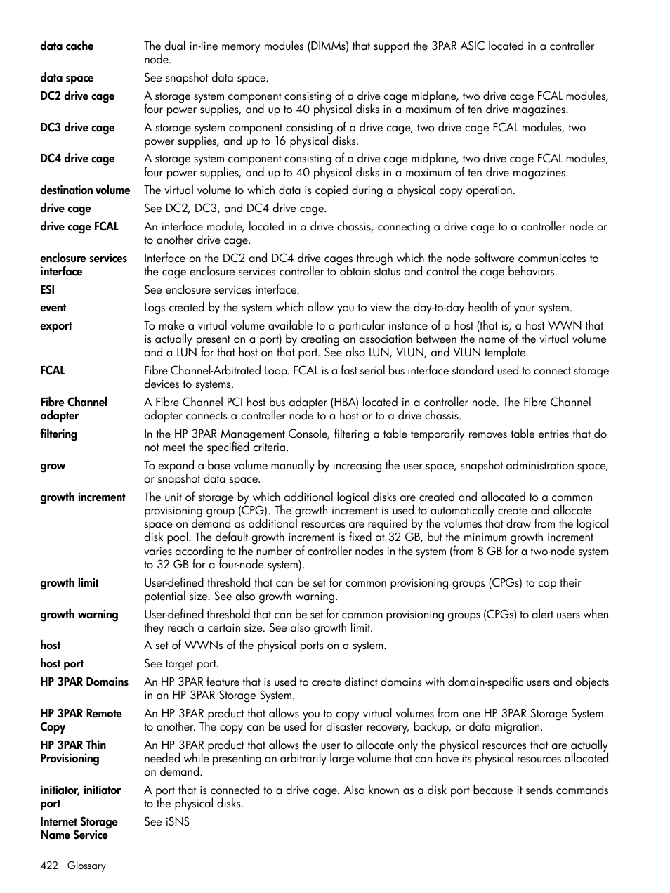 HP 3PAR Operating System Software User Manual | Page 422 / 426