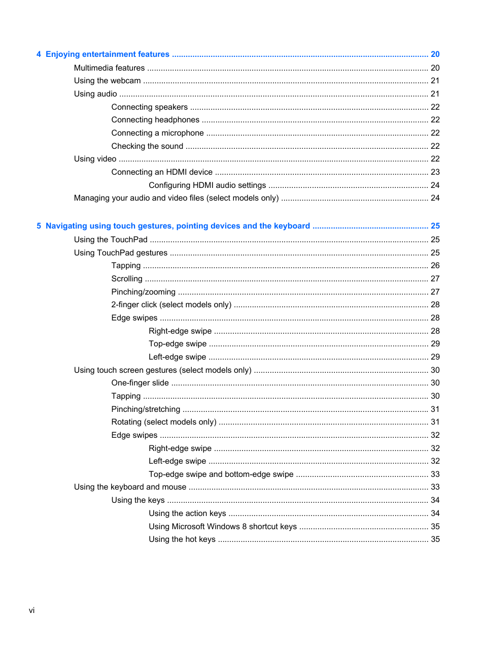 HP Pavilion TouchSmart 14-f040ca Sleekbook User Manual | Page 6 / 80