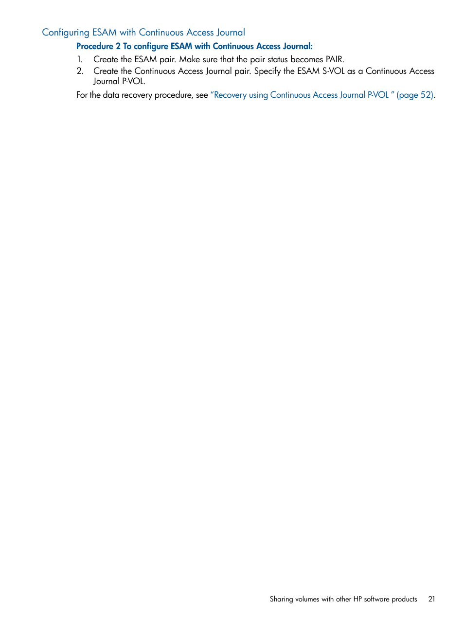 Configuring esam with continuous access journal | HP XP P9500 Storage User Manual | Page 21 / 81
