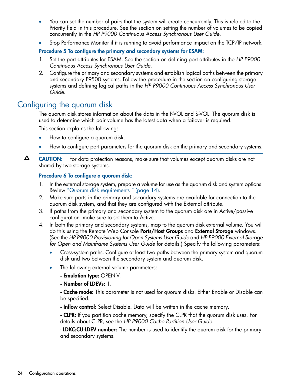 Configuring the quorum disk | HP XP P9500 Storage User Manual | Page 24 / 81