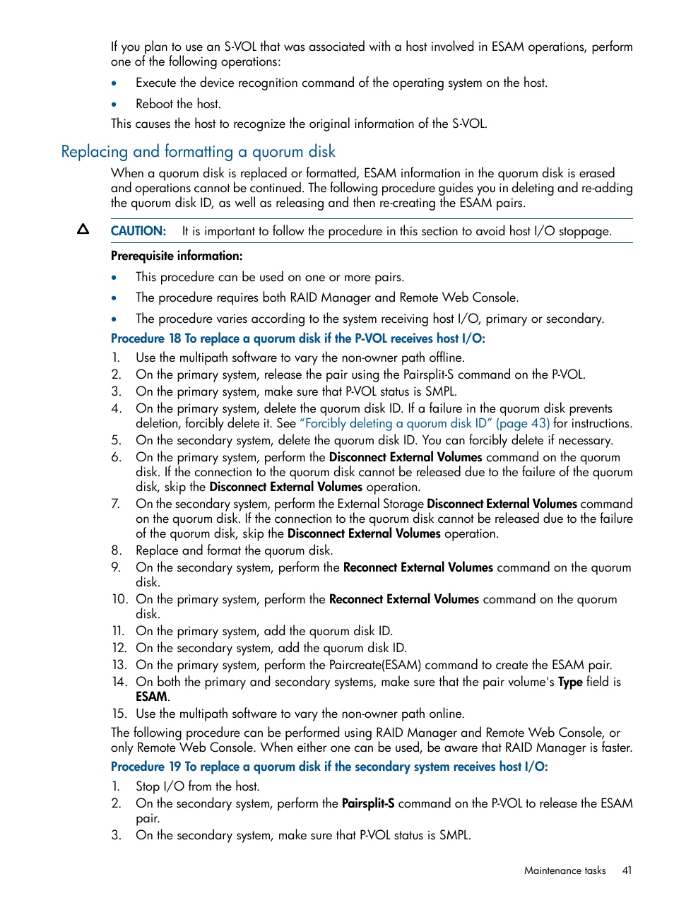 Replacing and formatting a quorum disk | HP XP P9500 Storage User Manual | Page 41 / 81