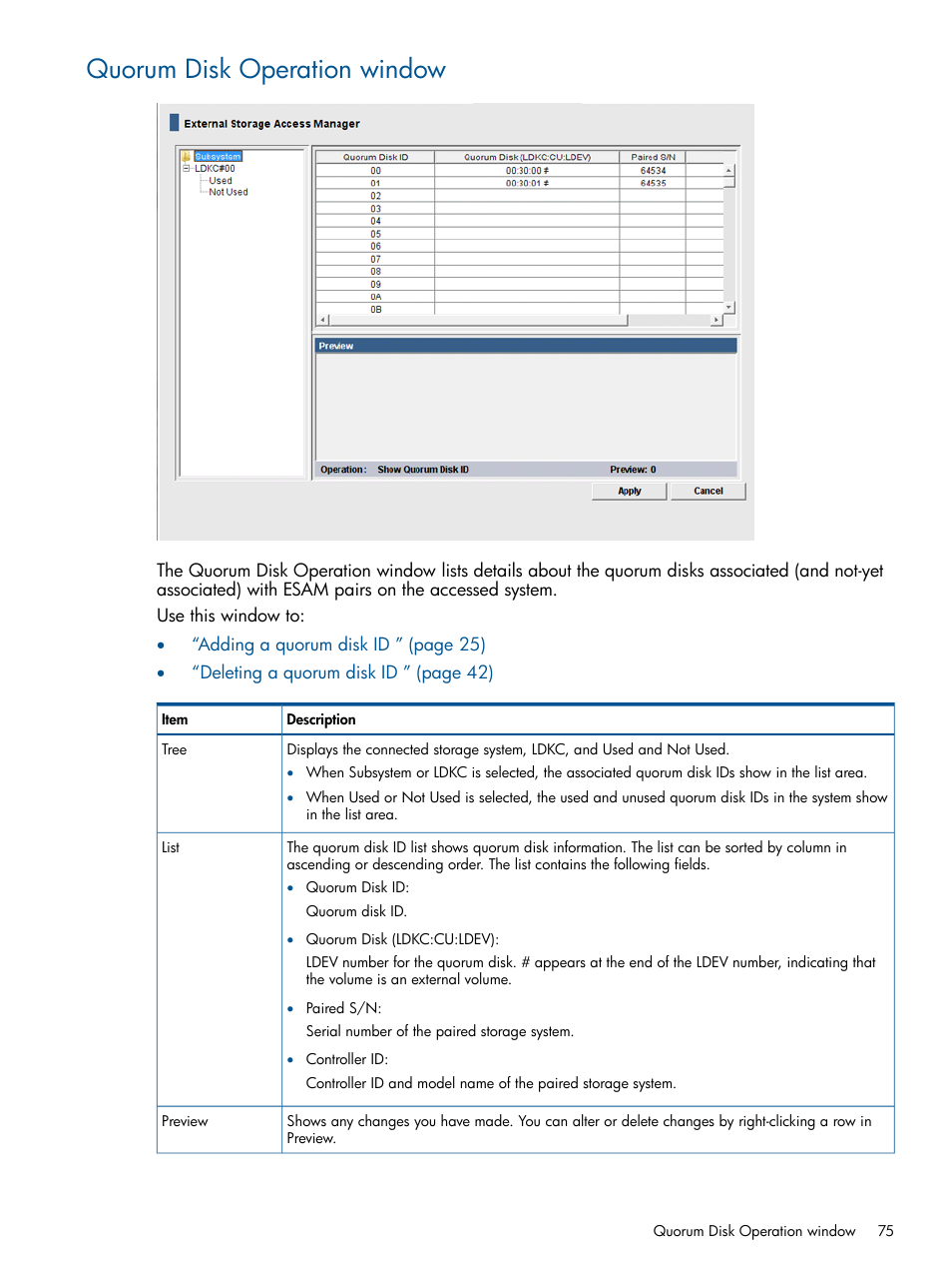 Quorum disk operation window | HP XP P9500 Storage User Manual | Page 75 / 81