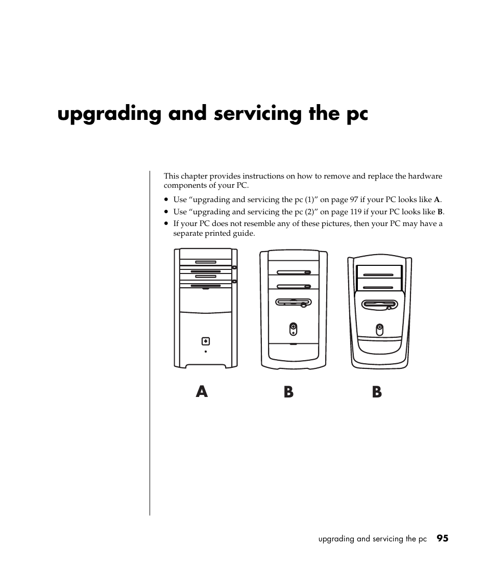Upgrading and servicing the pc, Ab b | HP Pavilion a387x Desktop PC User Manual | Page 103 / 158