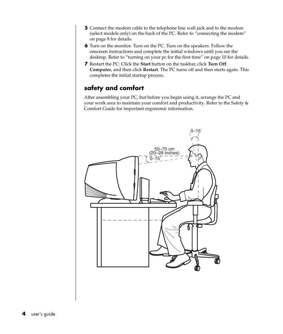 Safety and comfort | HP Pavilion a387x Desktop PC User Manual | Page 12 / 158