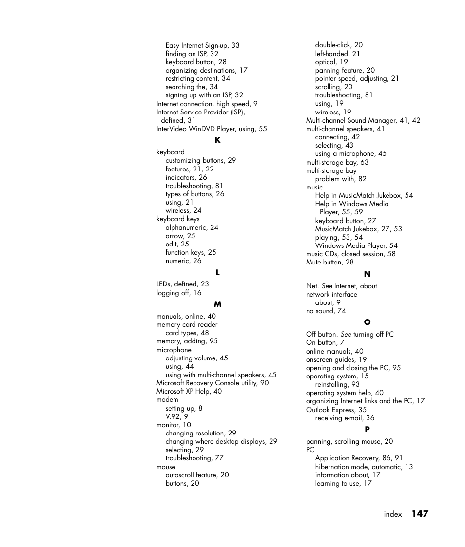 HP Pavilion a387x Desktop PC User Manual | Page 155 / 158