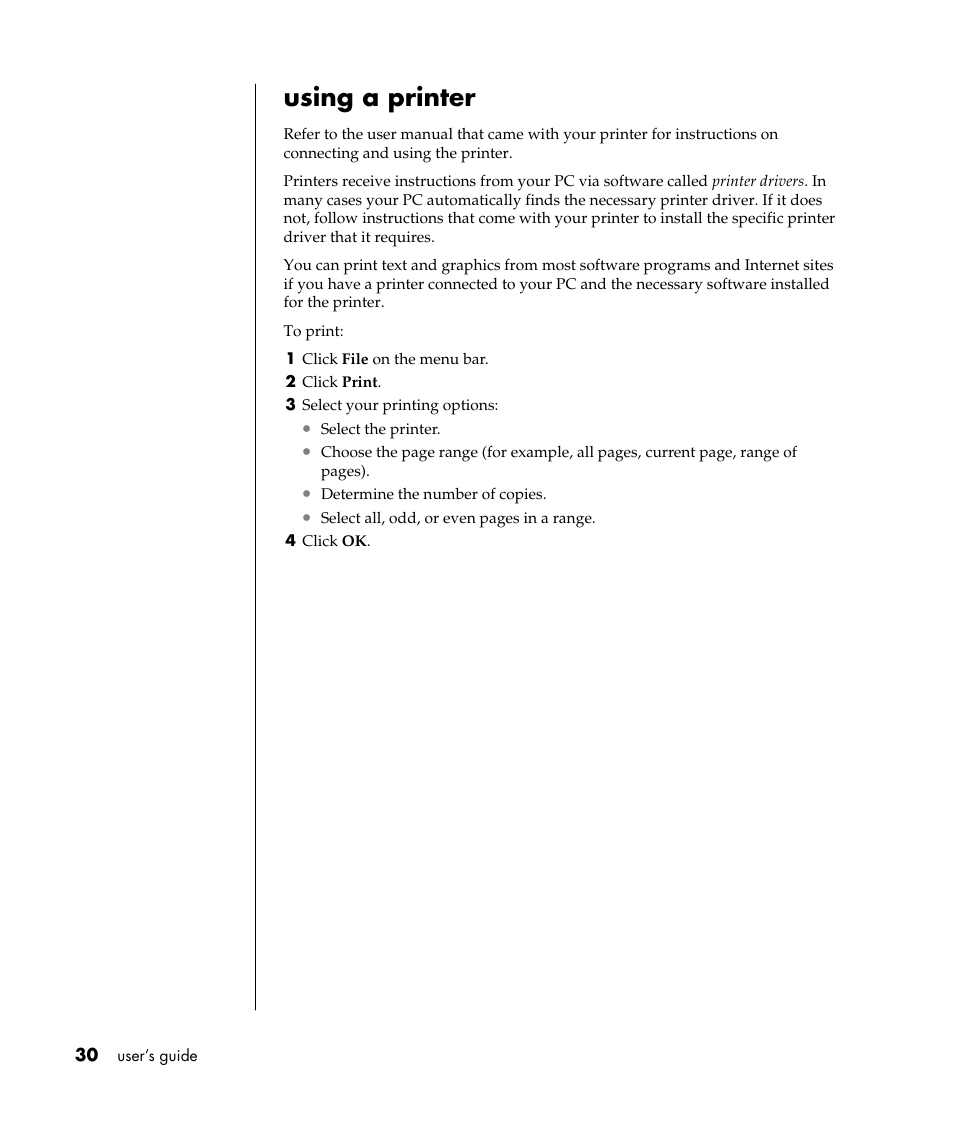 Using a printer | HP Pavilion a387x Desktop PC User Manual | Page 38 / 158