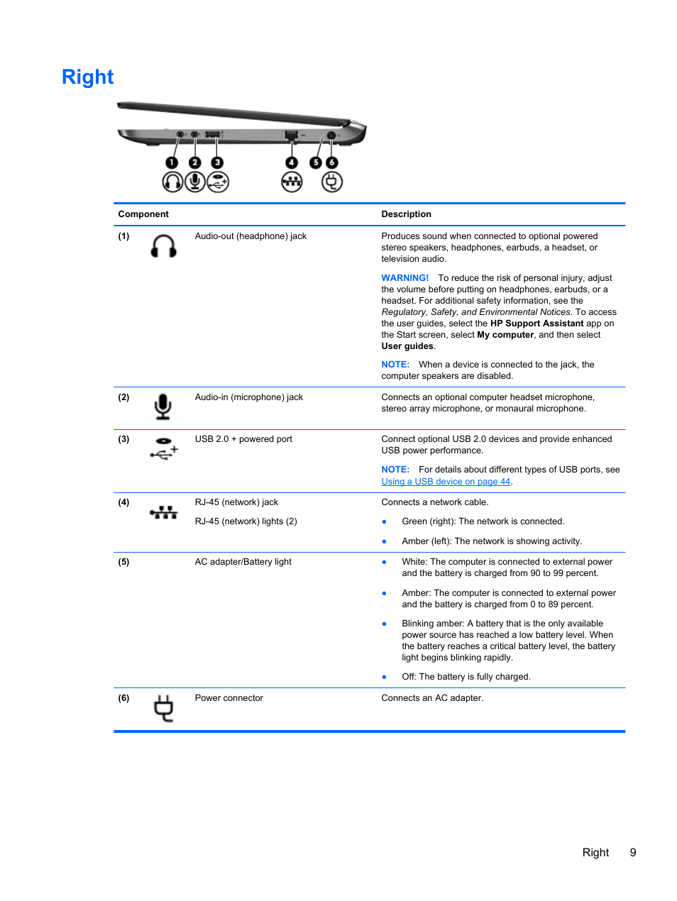 Right, Right 9 | HP ProBook 430 G1 Notebook PC User Manual | Page 19 / 107