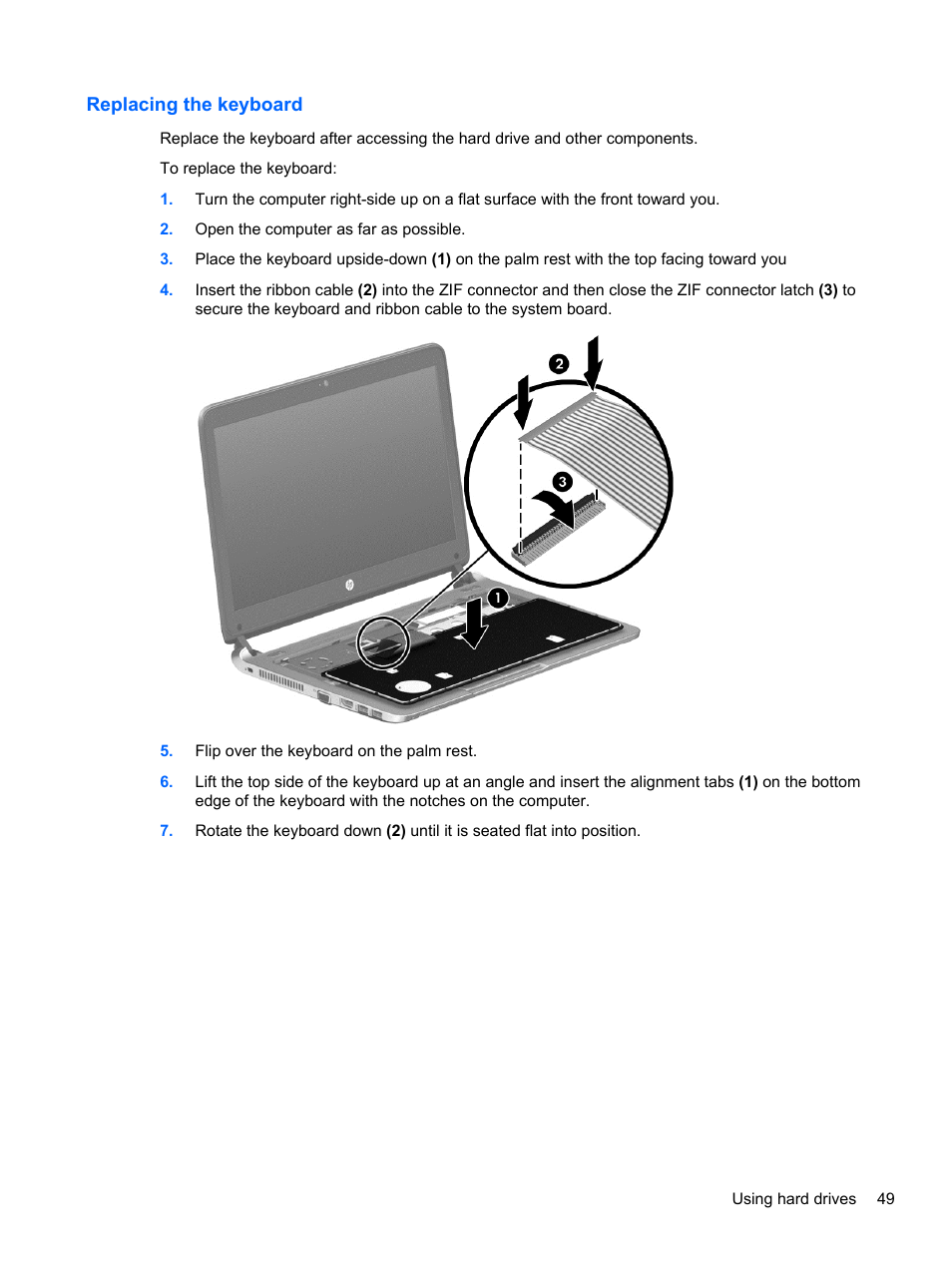 Replacing the keyboard | HP ProBook 430 G1 Notebook PC User Manual | Page 59 / 107