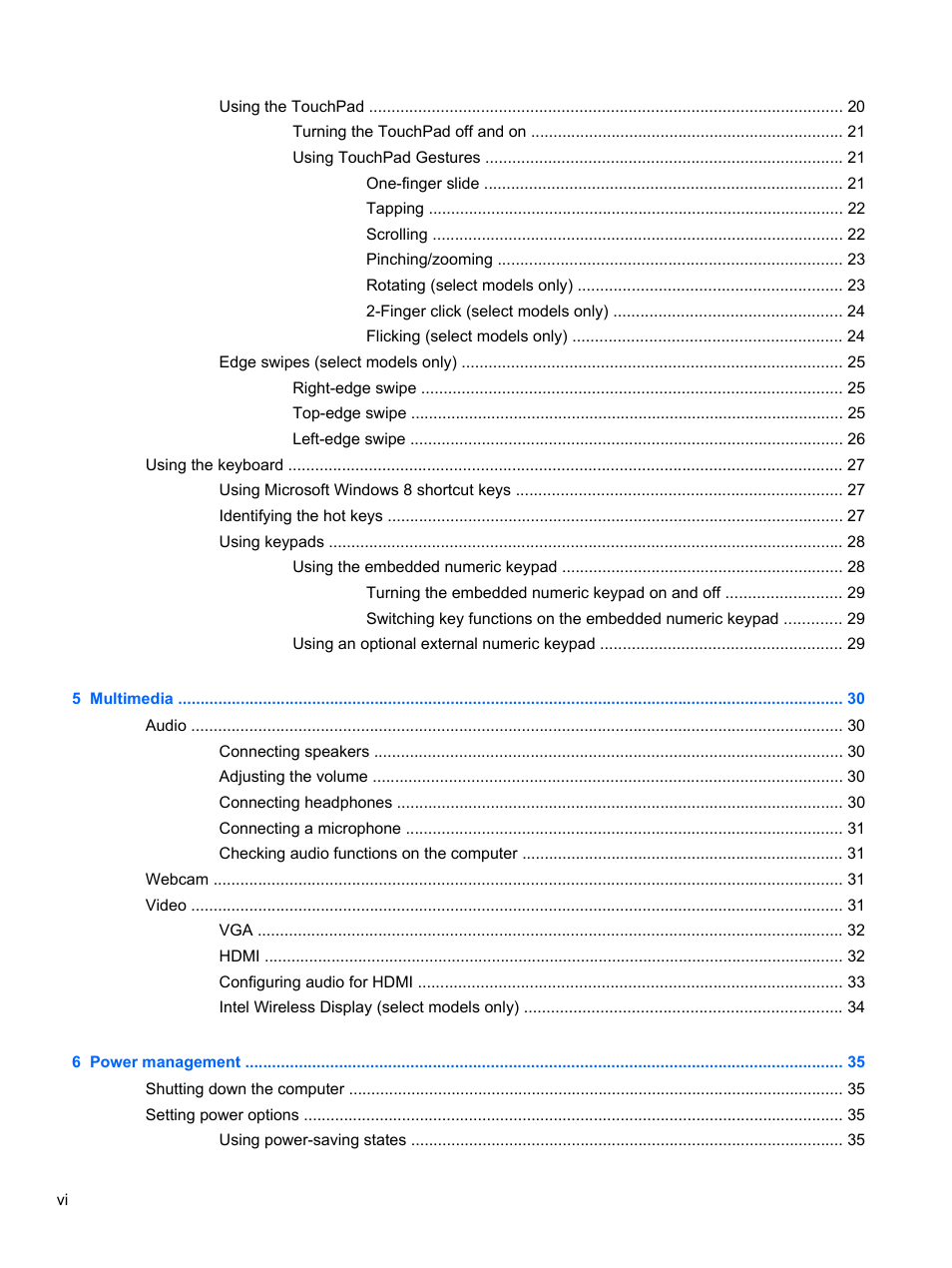 HP ProBook 430 G1 Notebook PC User Manual | Page 6 / 107