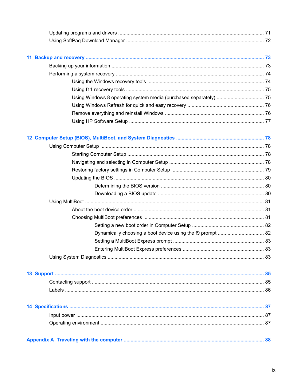 HP ProBook 430 G1 Notebook PC User Manual | Page 9 / 107