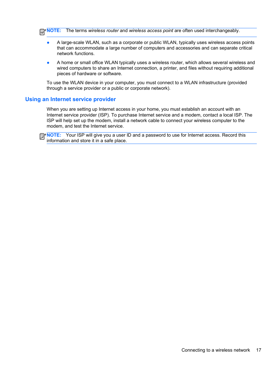 Using an internet service provider | HP ZBook 17 Mobile Workstation User Manual | Page 27 / 107