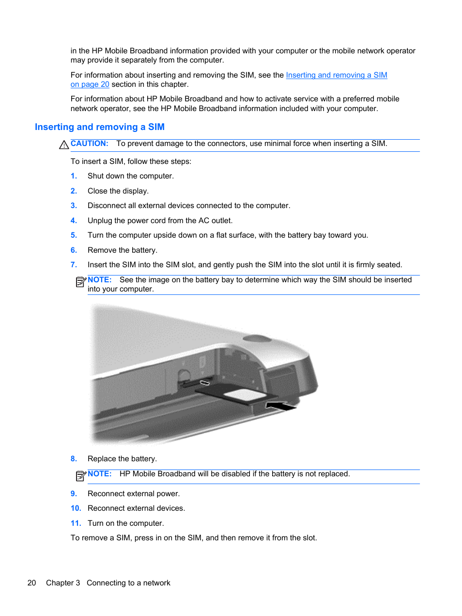 Inserting and removing a sim | HP ZBook 17 Mobile Workstation User Manual | Page 30 / 107