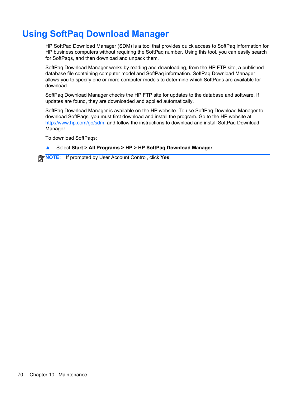 Using softpaq download manager | HP ZBook 17 Mobile Workstation User Manual | Page 80 / 107