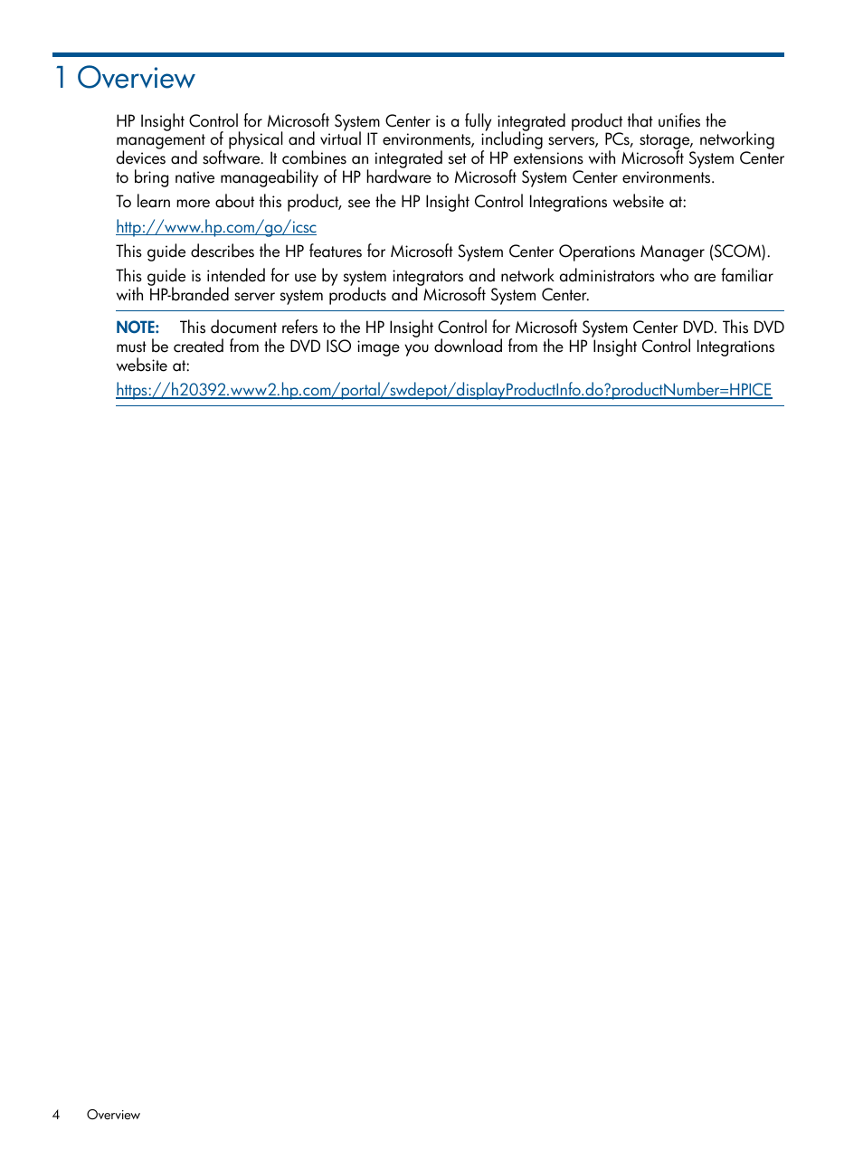 1 overview | HP OneView for Microsoft System Center User Manual | Page 4 / 26