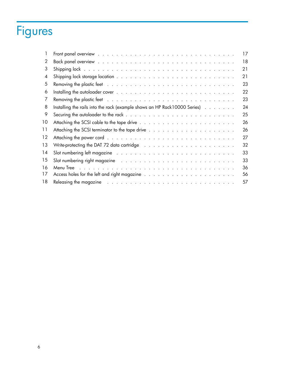 Figures | HP StorageWorks DAT 72x10 Tape Autoloader User Manual | Page 6 / 62