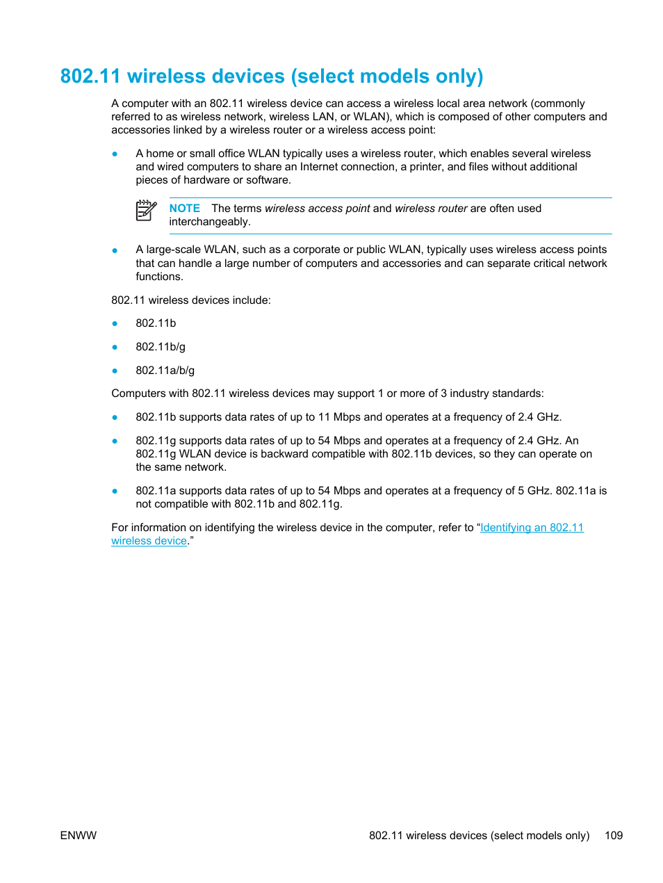 11 wireless devices (select models only) | HP Compaq Presario V5000 CTO Notebook PC User Manual | Page 119 / 186
