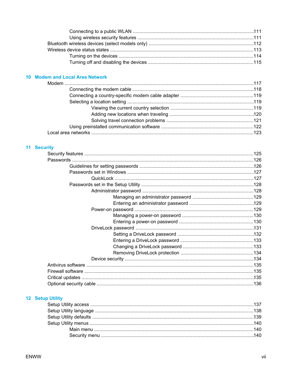 HP Compaq Presario V5000 CTO Notebook PC User Manual | Page 7 / 186